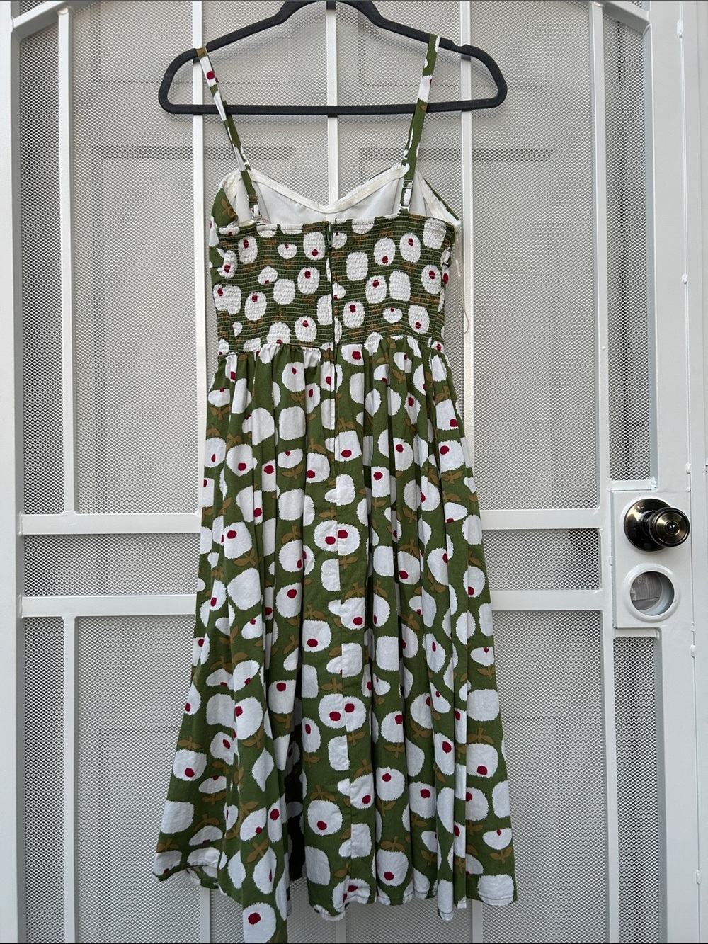 Olive Green Floral Sundress with Smocked Bodice - Picture 5 of 6